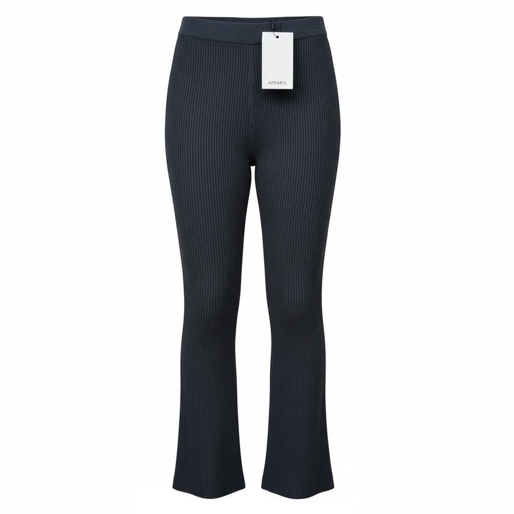 Apparis Desi Capri Pants Black Ribbed Knit Flared High Rise‎ S S5PT228NO1 NEW